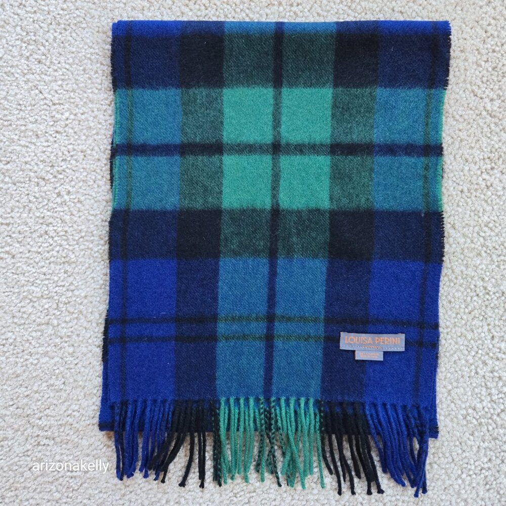 Louisa Perini Blue Green Cashmere Fringe Scarf - Picture 8 of 10